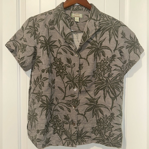 Tommy Bahama Green Leaf Print Women's Silk Shirt - Picture 1 of 8